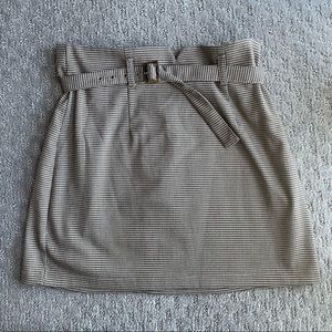 Brown Houndstooth Mini Skirt